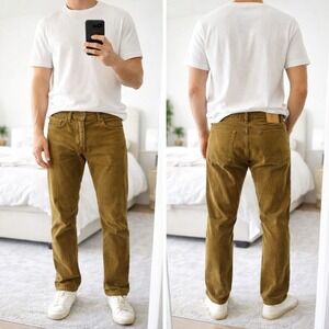 Polo Ralph Lauren Mens 32/30 Varick Slim Straight Corduroy Pants Brown Stretch